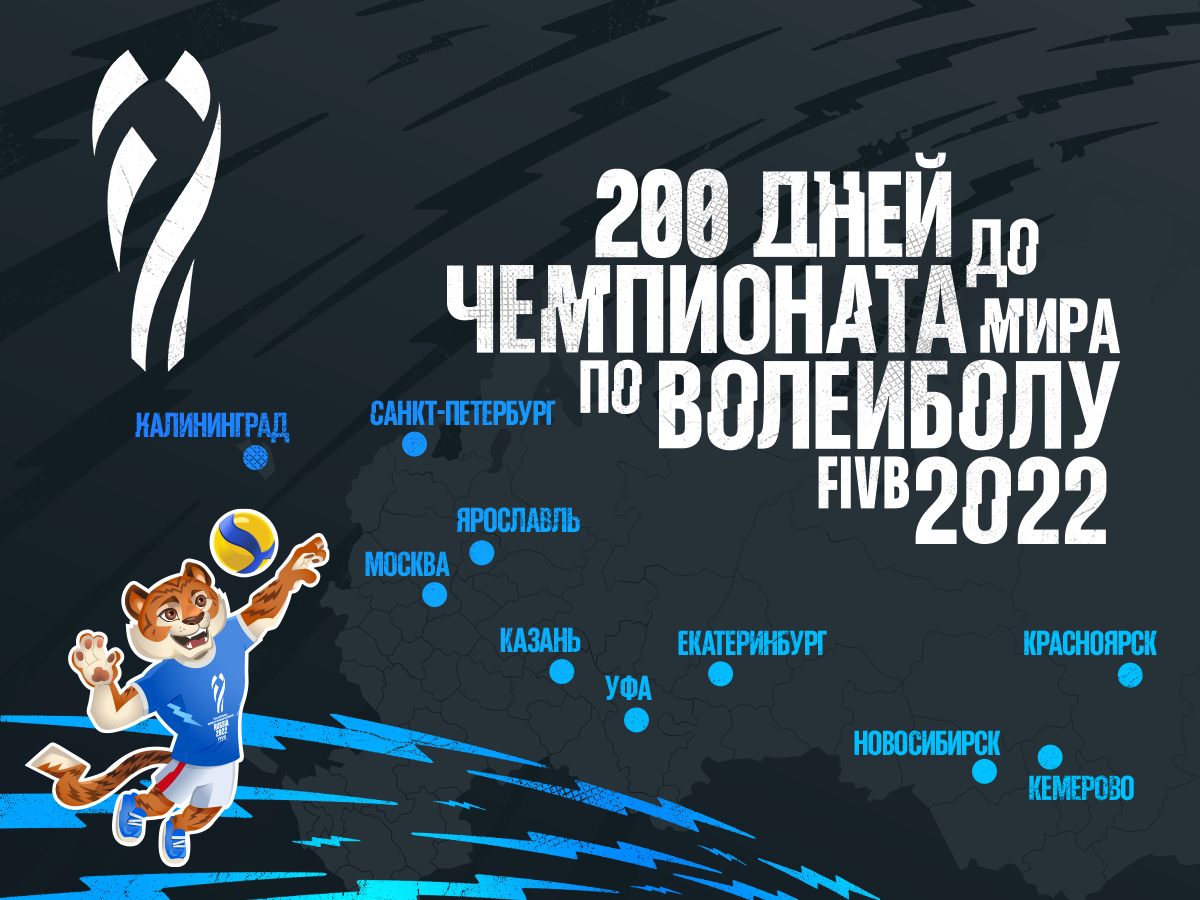 Обратный отсчет: ровно 200 дней до Чемпионата мира по волейболу FIVB 2022 в России